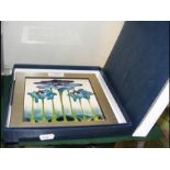 A Moorcroft 'Blue Heaven' framed tile - boxed