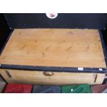 An antique pine storage chest - 98cm x 72cm