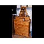 A pine dressing chest, mirror to back, two short a