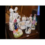 Six Staffordshire figures