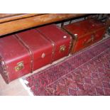 An Oriental style red lacquered box together with