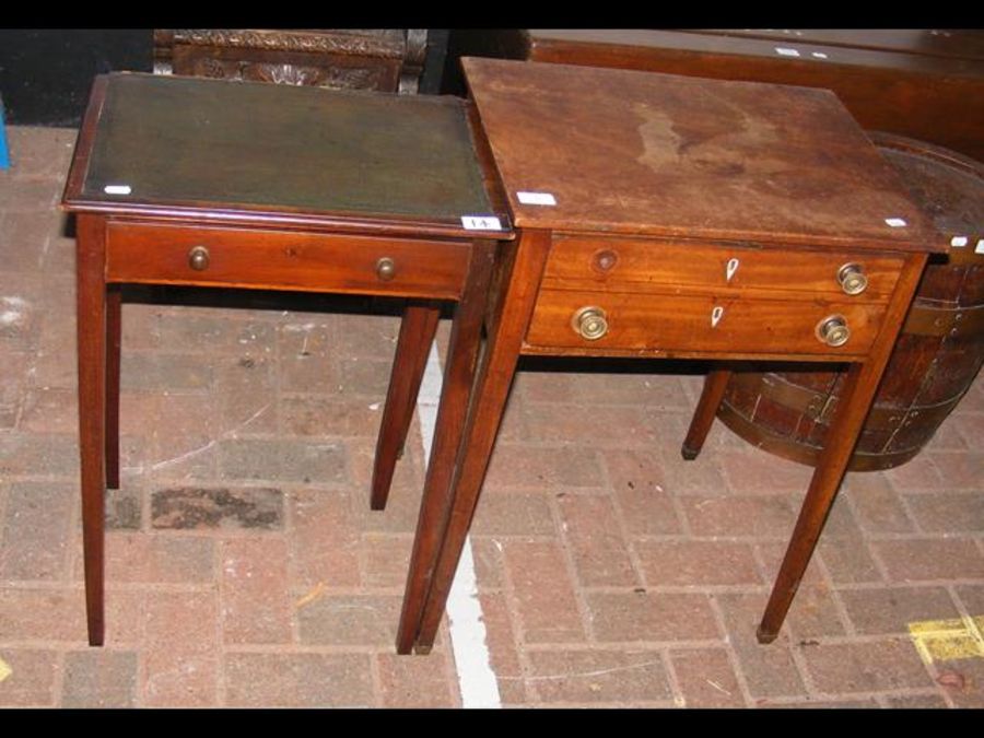 An early 19th century mahogany side table, togethe