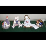 A Royal Crown Derby teddy together with three othe