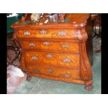 An antique Dutch bombe marquetry chest of four lon