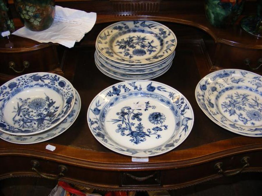 Assorted Meissen blue and white floral pattern cer