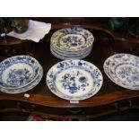 Assorted Meissen blue and white floral pattern cer