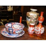 Oriental ceramicware including Imari bowl