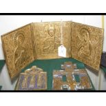 A Russian Orthodox three fold travelling Icon