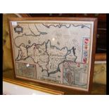 A JOHN SPEED antique map - 'Wight Island' - 40cm x