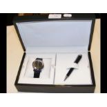 A Givenchy watch and ballpoint pen - cased