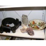 Three items of soapstone etc