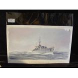 M.G PEARSON - watercolour of HMS Abdiel
