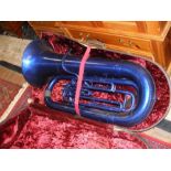 A cased tuba