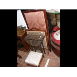 A two-fold fire screen, small drop leaf table and