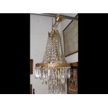 A decorative crystal drop ceiling light