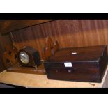 A rosewood box, oak book trough, together with a m