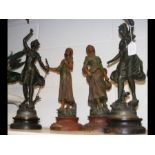 Two pairs of spelter female figures