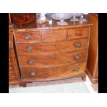 A Victorian mahogany bow fronted chest of three sh
