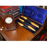 An Edwardian mantel clock together with a cased ca