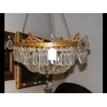 A decorative crystal drop ceiling light