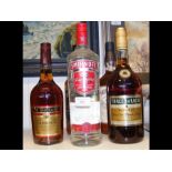 Assorted spirits, including Southern Comfort, Bran