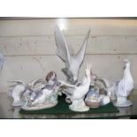 Lladro flying geese together with Lladro cat etc.