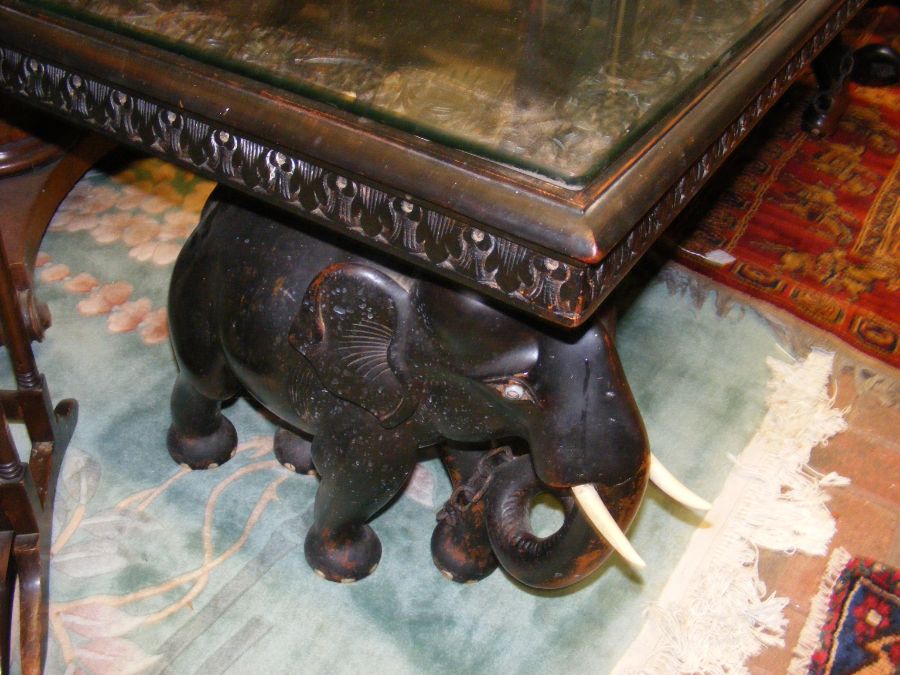 A large Indian 'elephant' table with carved top - - Image 6 of 9