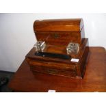 A Victorian walnut desk stand with single drawer