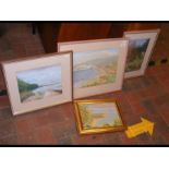 Three Isle of Wight paintings by Margaret Harding,