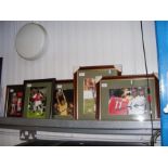 Arsenal Football Club photos - some signed - frame