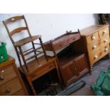 A side table, chair and Edwardian buffet
