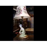A table lamp with geisha figure