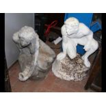 A 55cm high female garden statue, together with a