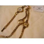 Ladies gold wrist watch and two others