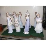 Nine Lladro figurines