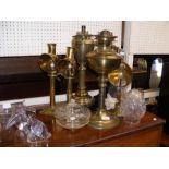 A selection of Victorian and other oil lamps