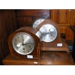 Three wooden cased mantel clocks