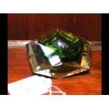 A 1960's green diamond shape Murano Sommerso Vide