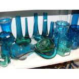 A collection of blue glass