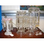 A collection of cut glass lustres