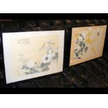 A pair of oriental pictures - insect and floral -