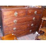 A 19th century mahogany chest of two short and thr