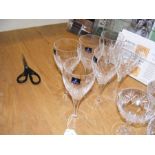 A set of six Royal Doulton cut glass wine glasses