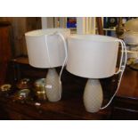 A pair of modern table lamps with lattice patterne
