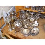 A medley of silver plated ware