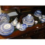 A quantity of blue and white ware, including Wood