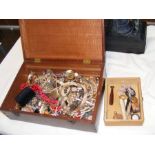 A box of costume jewellery and other