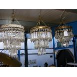 Three drop glass chandeliers