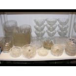 Assorted cut glass dishes including Webb Corbett a