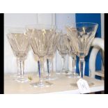 A set of eight Waterford wine glasses